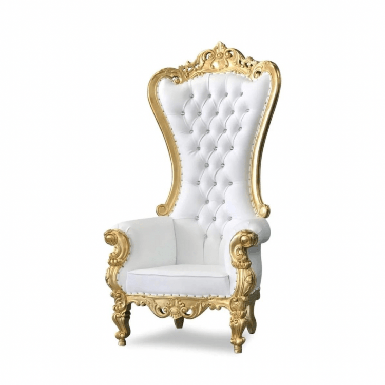 White & Gold Throne Chair